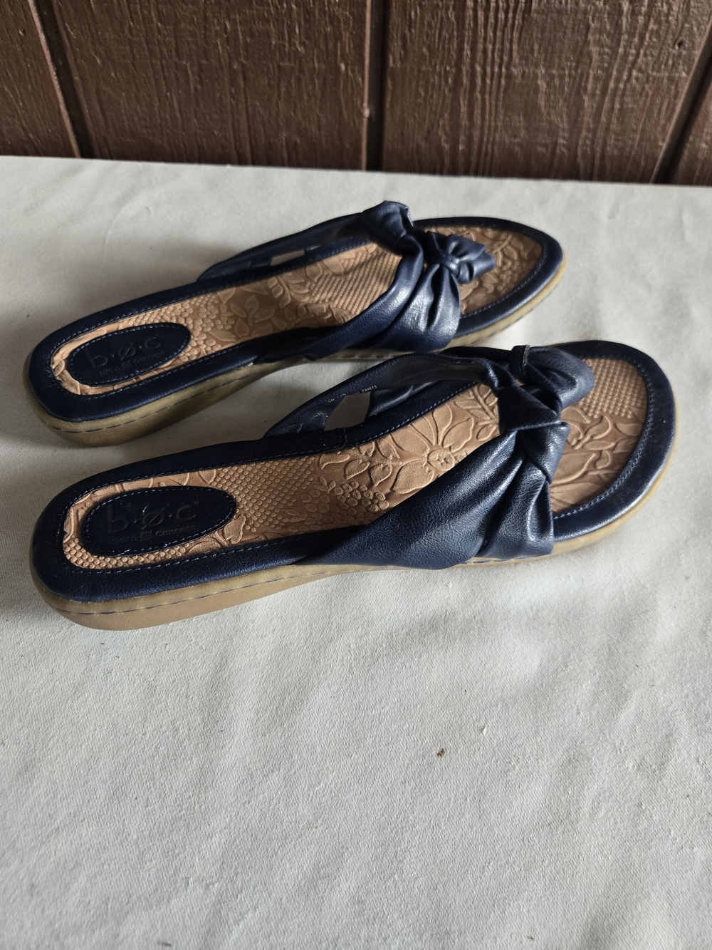 BOC Navy Knot-Detail Slide Sandals 10M